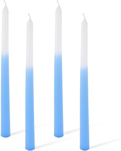 10'' Taper Candles, 4 Pcs Gradient Tapered Candles, Non Drip Dinner Candles Candle Sticks Long Candles for Valentine's Day Birthday Party (Blue)