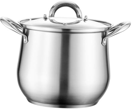 Thickened Stainless Steel Stock Pot with Lid, Large Silver Cookware | Glass Top, Dual Handles, High Rim and Thick Base, Suitable for Family Gatherings and Kitchen Supplies