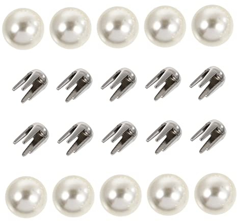 Uonlytech Botones de Perla Cierres de Cuatro Garras para Accesorios de Ropa Diy, 150 Piezas, Color Perla, sin Orificio, Remaches Decorativos para Prendas y Manualidades