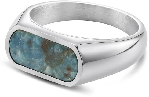 Arkai by Trendhim Anello con sigillo da uomo, in acciaio inox con pietra naturale, design danese, ideale per tutti i giorni e le occasioni