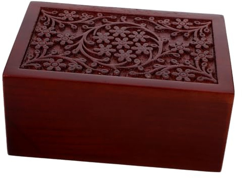 TOYANDONA Boîte Funéraire Bois pour Chat Urne pour Cendres Animaux Boîte Souvenir avec Motif Sculpté