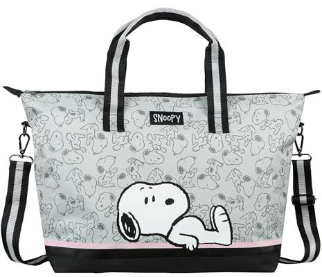 Undercover - Snoopy Weekender - Tragetasche mit Motiv - geräumiges Hauptfach inklusive kleinem Reißverschlussfach - 2 Tragegriffe und Schulterriemen
