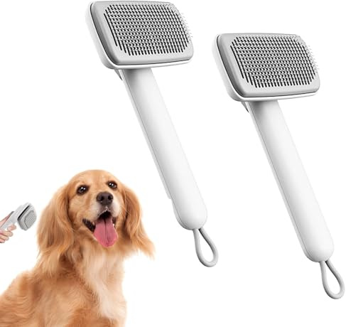 Pibbipet Ion Brush - Ionen Tierhaarbürste - Hundebürste & Katzenbürste, Selbstreinigungsfunktion, 280 abgerundete Borsten, für Lang- & Kurzhaar (Standard, stück, 1)