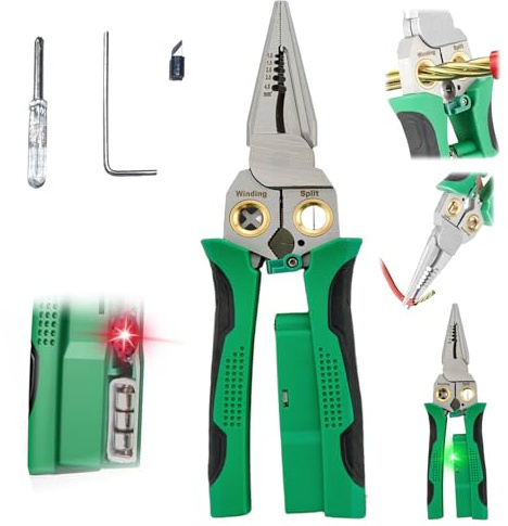 8 in1 Wire Stripper and Crimping Tool, Multifunctional Wire Cutter Pliers for Electricians, Electrical Wire Stripping and Crimping Tool with Long Nose and Winding Function for DIY Home Improvement