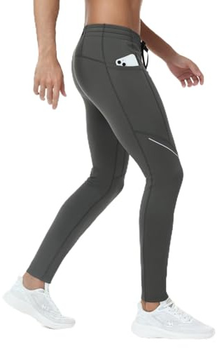 SPEXIAL Men's Fleece Lined Running Tights Winter Thermal Leggings Compression Pants Cycling Gear Cold Weather Dark Gray M