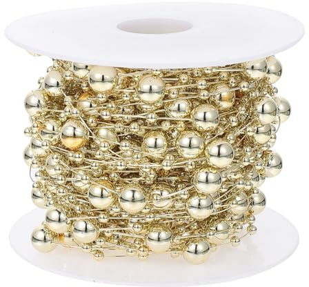 GALPADA Kunststoffperlenkette 8 3mm Goldfarben Selbstgemacht Perlenanhänger zum Basteln Hochzeits und Weihnachtsdekoration Langlebige Perlengirlande für Handwerk Schmuck