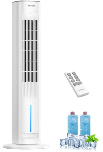 LEENON 3-in-1 Turmventilator mit Wasserkühlung, 38 Luftkühler (35dB leise), Fernbedienung, 3 Stufen & 4 Modi, 12H Timer, Oszillierend, Mobiler Verdunstungskühler für Schlafzimmer & Büro