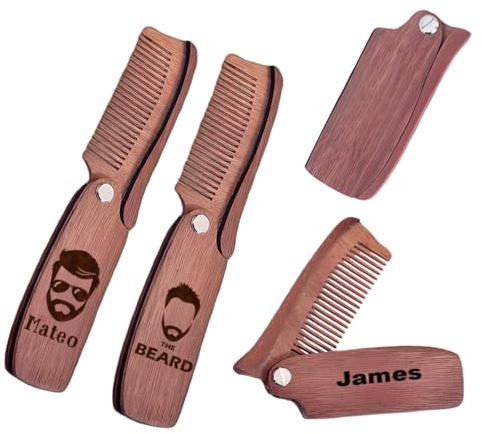 Individuell Gestalteter Bartkamm Aus Holz Für Männer, Personalisiertes Geschenk Mit Gravur, Faltbarer Taschenkamm Aus Holz Für Die Bart, Geschenk Für Geburtstag, Zu Weihnachten Oder Für Jahrestag