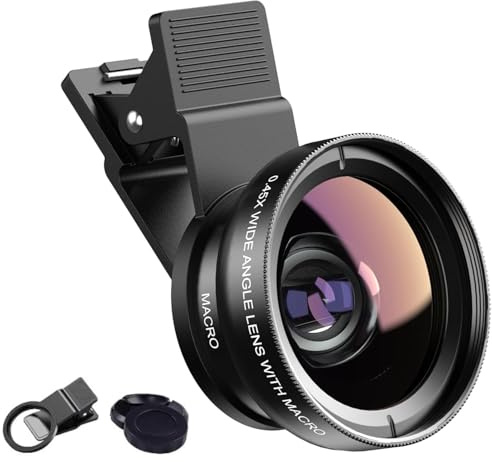 Auricase 2-in-1 Universal Handy Kamera objektiv, Handy objektiv Set, 12,5X Macro Lens, 0,45X Weitwinkel, Makroobjektiv für die meisten Smartphones