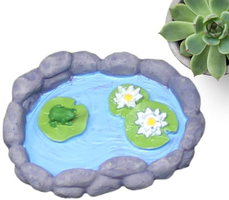 Fairy Garden Pond Miniatyrer - Fairy Garden Miniature Set, Miniature Gardens Decorations, Mini Water Pool Ornaments, Handgjord Stylish Adorable Resin Miniature Gardens For Gardenn Accessories