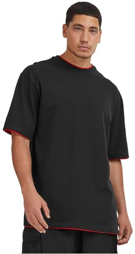 Urban Classics Homme Contrast Tall Tee T shirt, Multicolore (Blk/Red), 5XL EU