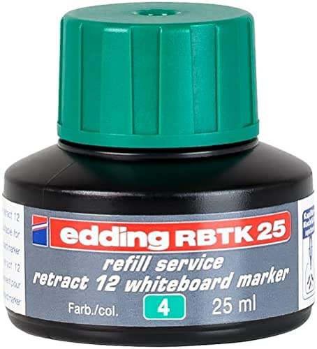 edding RBTK 25 Nachfülltinte - grün - 25 ml - mit Kapillarsystem, ideal zum sauberen und unkomplizierten Nachfüllen des edding whiteboard marker retract 12