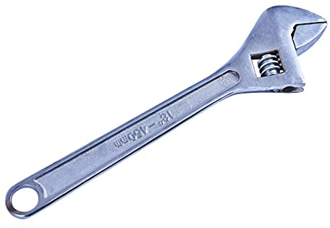 Amtech - 18 Adjustable Wrench, Chrome Plated Carbon Steel, Wide 52mm (2) Jaw, for Heavy Duty Applications