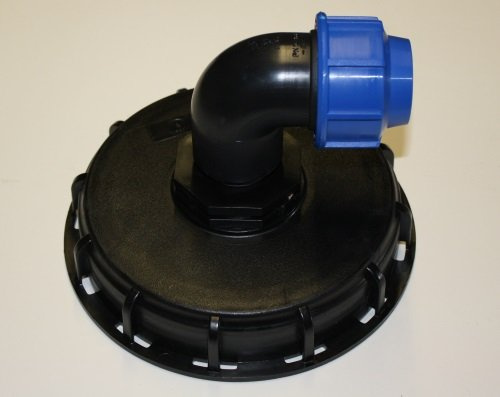 TÄSLER-Produktion IBC Deckel NW150 mit PP-Winkel 90° AG 32 mm x 1