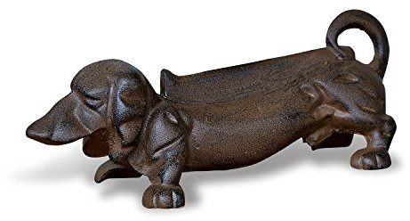 Loberon Schuhabstreifer Waldi, Dackel-Design, in Handarbeit Gefertigt, Charmantes Antik-Flair, Gartenhelfer, Gartendekoration, Eisen, Dunkelbraun