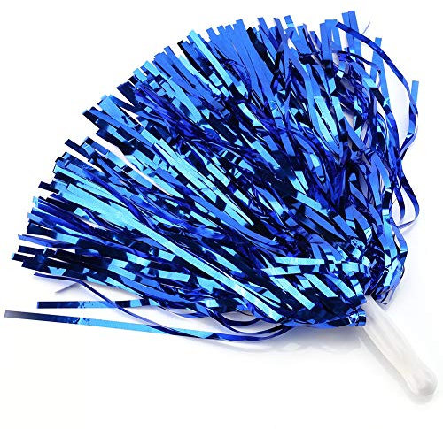 Tbest Pompoms Cheering, Cheering Pompoms Pompons 6/12 Stücke Cheerer Pom Poms Cheering Poms Blume Hängen Metallfolie Pom Poms Kader Jubel Sport Party Dance Nützliche Zubehör(Blau 12)