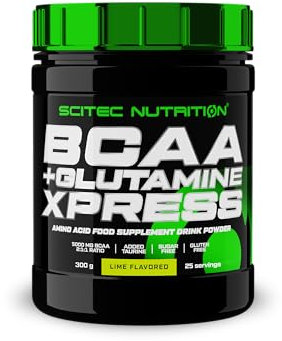 Scitec Nutrition BCAA + Glutamine Xpress - Miscela di aminoacidi essenziali - con 5 g di BCAA 2:1:1-5 g di glutammina - arricchita con taurina, 300 g, Lime