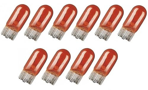 10x Stück – WY5W - W2.1x9.5d - T10-12V - 5W – AMBER/ORANG - KFZ Beleuchtung - LONGLIFE - Glühlampe Glassockellampe Glühbirne Soffitte Autolampen WERKSTATTWARE