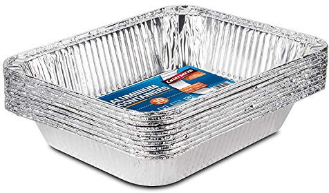 Large Disposable Aluminium Foil Trays Containers For Baking Roasting Broiling Cooking Food Storage & More Gastronorm Half Size Pans 32 x 26 cm Pack Of 10