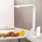 Grifo de cocina blanco, grifo mezclador con fregadero giratorio Grifos de fregadero de cocina Mezcladores Palanca cuadrada simple Giratorio moderno con mangueras y accesorios