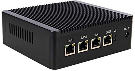 ANDAQI 4 Port, Fanless Firewall Micro Appliance/Mini PC, YC049, Intel Celeron Quad Core J1900, DDR3L 2GB RAM 32GB mSATA, Support 2.5-inch SATA Internal SSD/HDD