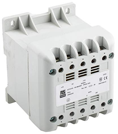 RS PRO DIN-Schienen-Trafo, 40VA, Primär 230V ac/Sekundär 24V ac DIN-Hutschiene, 106mm x 90mm x 95mm
