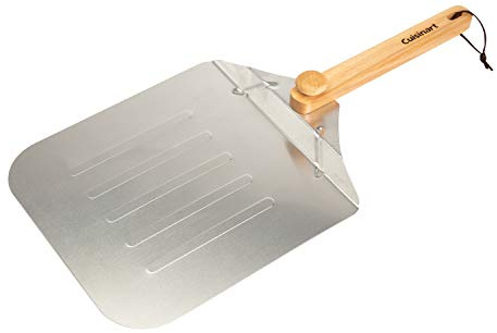 Cuisinart 12” Aluminum Pizza Peel, Lightweight Pizza Spatula with Foldable Wood Handle for Family Pizzas, Dough, Bread, Flatbreads, and More