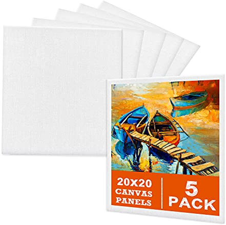 5-pack kanvas för målning – 20 x 20 cm (8 tum x 8 tum), tom duk paneler bräda för akrylmålning, oljemålning och våtvatten konstmedia, dukar för professionell konstnär, hobbymålare och nybörjare