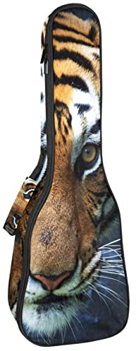 Ukulele väska djur tigermönster ukulele fodral för Sopran Tenor konsert 23 tum 10 mm tjock mjuk vadderad justerbara remmar spelväska