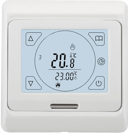 Wengart Termostato LCD Digitale Programmabile WG809,Touchscreen Retroilluminato,3A AC230V Per gli impianti di Riscaldamento ad acqua, Bianco