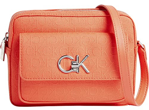 Calvin Klein Umhängetasche Re-Lock Camera Bag W/Flap Jacquard Deep Orange hellrot