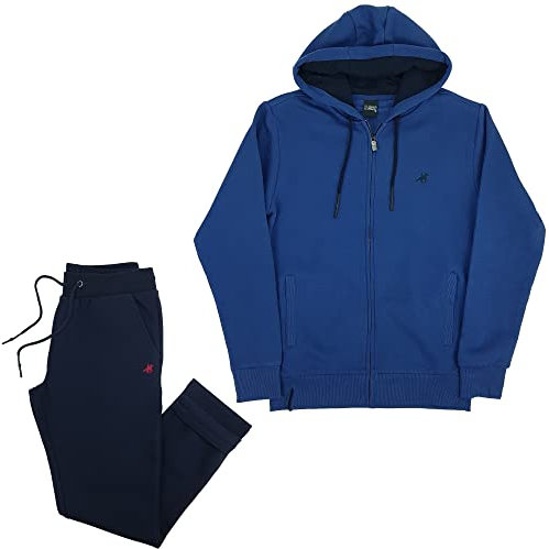 U.S. Grand Polo Equipment & Apparel Survêtement de gymnastique pour homme, pleine molletonnée ouverte avec capuche M L XL XXL XXXL, Denim, M