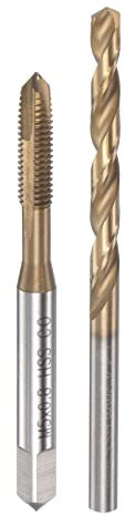 sourcing map Klopfen Bohrer Satz M5 x 0.8 Schrauben Gewindebohrer mit Spiralspitze, 4.2mm Spiralbohrer, Titanplattiert M35 Kobalt Schnellarbeitsstahl (HSS-CO)