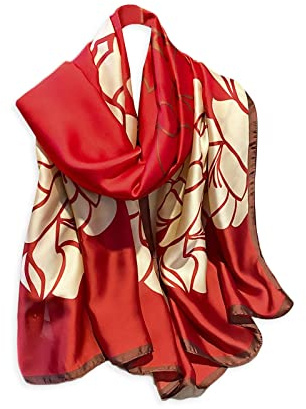 LumiSyne Seidenschal Damen Streifen Buchstaben Gedruckt Blume Paisley Muster Luxuriös Elegante Stil Satin Lange Schal Leicht Warme Halstücher Schultertuch Sonnencreme Stola Ganzjährig