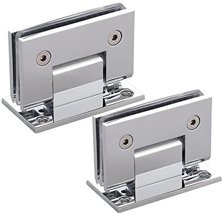 WANLIAN Lot de 2 charnières robustes en verre à 90 degrés pour porte de placard, vitrine, armoire, porte de douche, pièces de rechange pour mur à verre (2 pièces chromées)