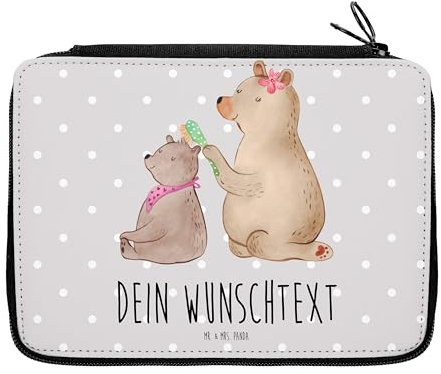 Mr. & Mrs. Panda Personalisierte Federmappe Bär Kind - Geschenke, Geschenk, mit Namen, Muttertag, Mutter, Federmäppchen, Bären, Stiftetasche, Familie, Stifterolle, PersonalisierteS
