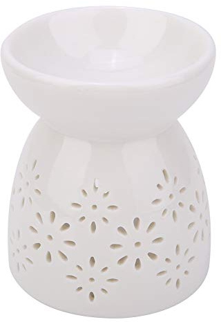 Brûleur à Mazout, Bougie Chauffe-Plat en Céramique Bougeoir Lampe De Parfum De Nuit Aromathérapie Cire Tarte Diffuseur Diffuseur pour Salon Chambre Encens Essentiel Four à Arôme Décoration (Fleur)