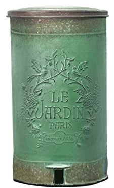 YIORYO Cubo de Basura Vintage de Hierro Repujado con Pedal, Redondo de Metal, Apto for Cocina y jardín.(Green)