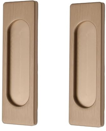 MOROBOR asa de puerta corredera rectangular autoadhesiva, 2 asas sin estampado de aluminio de tira plana para armario de puerta y ventana corredera de granero (bronce dorado, 100mm)
