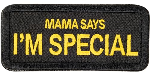 OneTigris Patches Klett, Stickerei Klett Patch, Taktisches Patch mit Klettverschluss – Mama Says I'm Special - (8,9cm x 4cm / 3,5 x 1,6) Für Militär, Rucksack & Kleidung