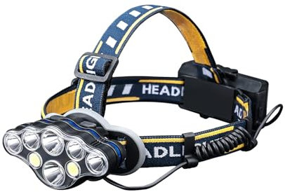 GRIFEMA Stirnlampe, 8 LED Wiederaufladbar, 90° Einstellbar Stirnleuchte, IPX45 Wasserdicht Kopflampe, mit 5 Lichtmodi & Rotlicht für Arbeit, Outdoor, Camping, Wandern, Angeln