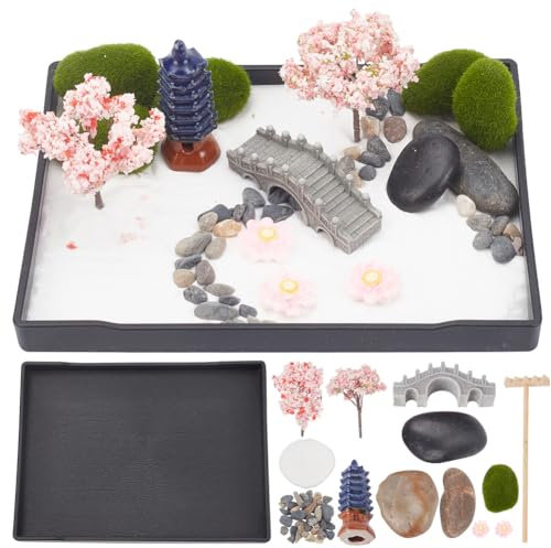 WEBEEDY Zen Garden Kit Japanese Zen Sand Rock Garden Home Office Desktop Accessories Zen Sand Garden Mindfulness Meditation Garden Gifts for Home, Office Relaxation