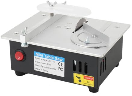 ECUTEE Mini sierra circular de mesa ajustable, sierra de mesa eléctrica, 96 W, portátil, pequeña, herramienta de corte para madera DIY, con regulación de velocidad de 7 velocidades, 5000 rpm
