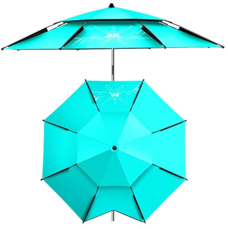 SKINCATE Strandschirm Im Freien, 200/220/240/260cm, Neigbar Sonnenschirm Mit Sandanker Tragetasche, Angelschirm Regenschirm UV-Schutz, Für Camping, Sport, Reisen (Size : 200cm/6.5ft)
