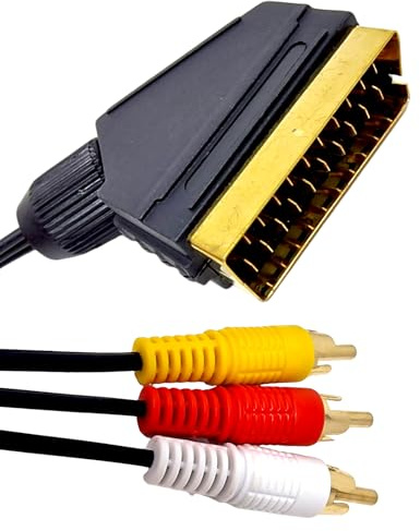Electoys SCART to RCA Cable - AV to Scart Adapter Cable Lead Adapter - 3 RCA Male Lead - Composite AV Connector Adaptor - Audio/Video for TV DVD VCRs - 1.5m/5m