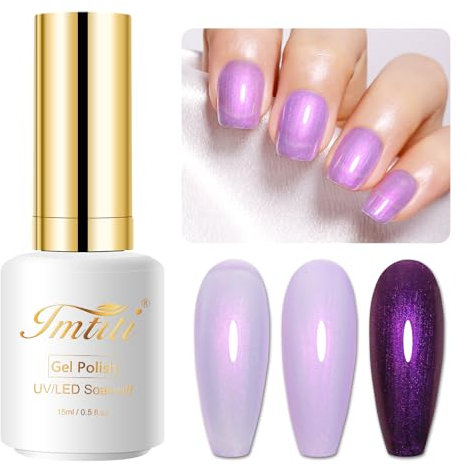 Imtiti Aurora Mermaid Purple Gel Nagellack, 15ML Chrome Gel Polish Pearl Shimmer Shell Soak Off U V Gel Nagellack für DIY Nail Art Manicure 1Pcs