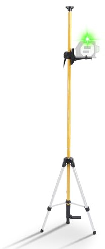 Laser Level Pole with Tripod, Laser Level Telescoping Pole Aluminum Alloy Floor to Ceiling Laser Pole with 1/4-20 Screw Adapter and Bubble Level, for Rotary and Line Lasers