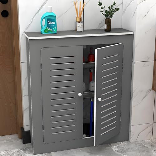 Heating Cabinet Shelf, Radiator Cover Cabinet Shelf, Heater Covers For Radiators, MDF Radiator Cover Louvered Grill Shelf Cabinet, With 2 Doors And Modern Vertical Grill Slats Radiator Cabinets(Dark g