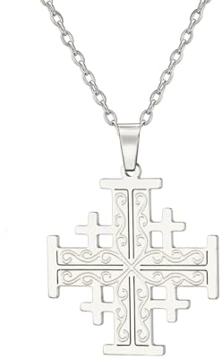 EUEAVAN Collar de cruz, caballeros templarios, medallón, disco, griego, joyería religiosa, declaración de oración, bautizo, regalo para mujeres y hombres