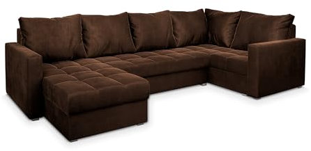 Masseno Ecksofa LORIVO R-S mit Schlaffunktion U-Form, Sofa mit Bettkasten, Wohnzimmersofa, Couch, Soffa, Bettsofa, Couchgarnitur- Braun, Kronos 06